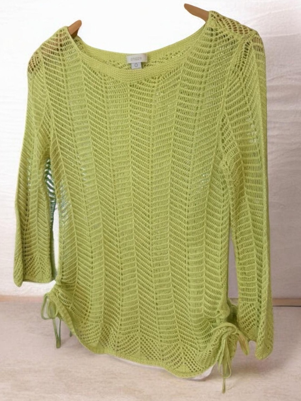 Chico's Lime Green Open Weave Sweater Small